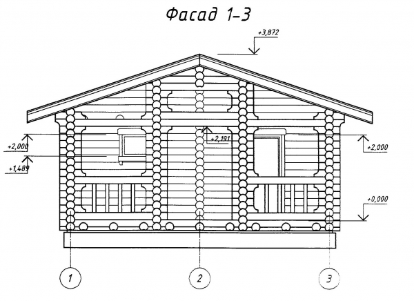 Чертеж бревенчатого дома